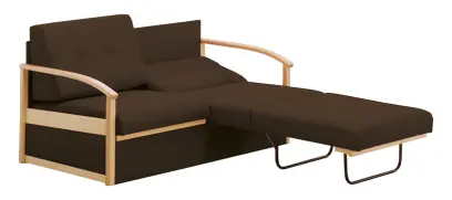 RO - R pohovka rozkládací, dřevěná, látka BORA 74 - látka tm.hnědý melír